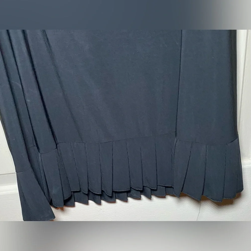 Susan Lawrence Womens Black‎ Pleated Ruffle Trim Skirt Modest XL